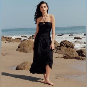 Reformation | Dresses | Reformation Womens Waltz Dress Small Black White Striped  Halter Wrap Backless | Poshmark